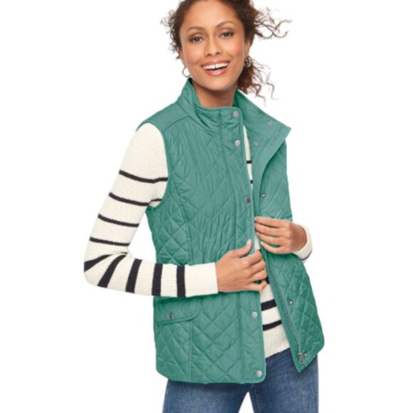 Talbots green diamond quilted vest size M - Picture 1 of 9